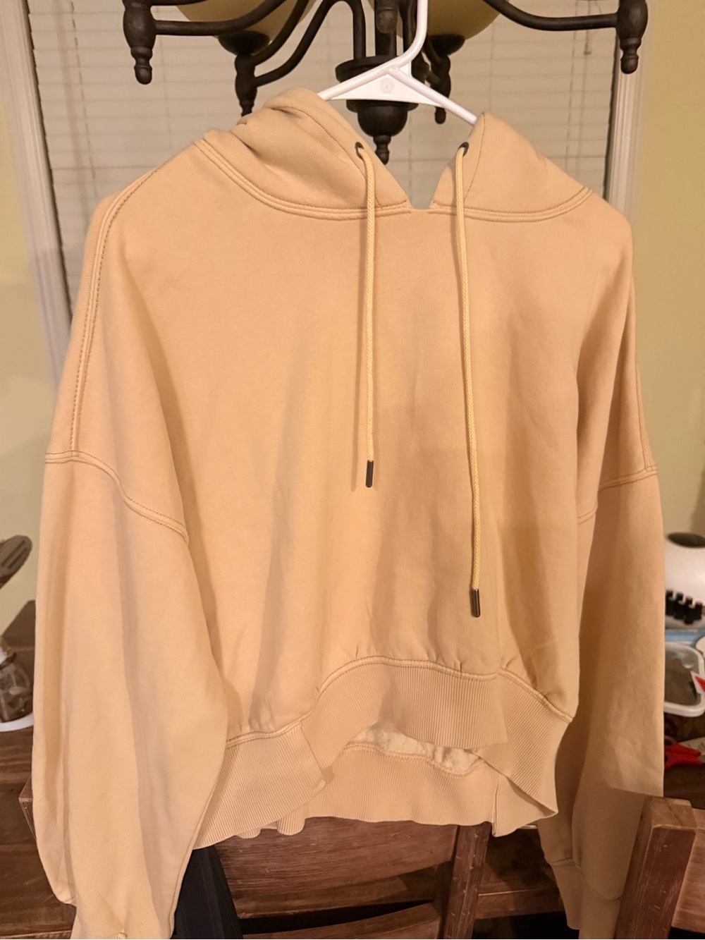 Free People Undefeated Cream-Tan Hoodie Sweatshirt
